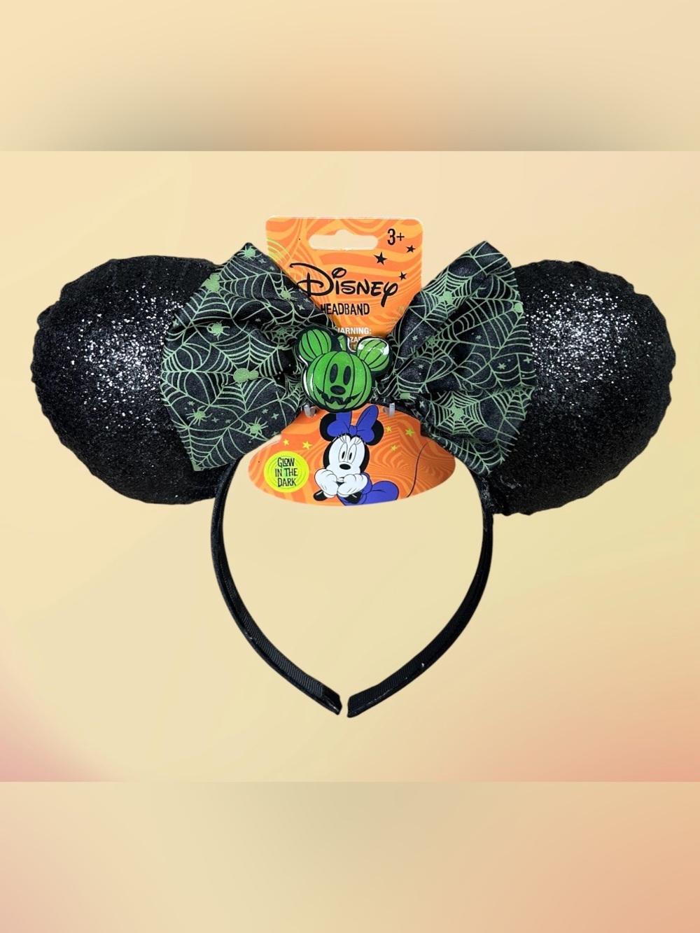 Disney Minnie Mouse Ears Headband with Glow in the Dark Bow